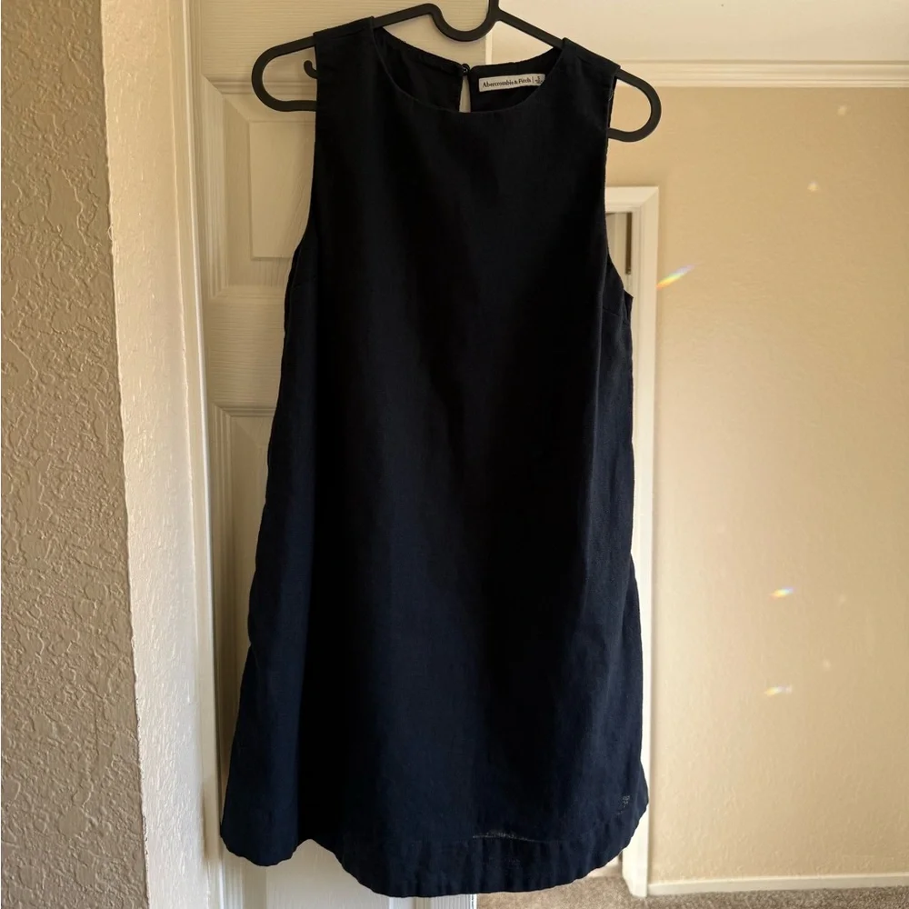 Abercrombie & Fitch High-Neck Linen-Blend Mini Dress Small - Picture 1 of 5